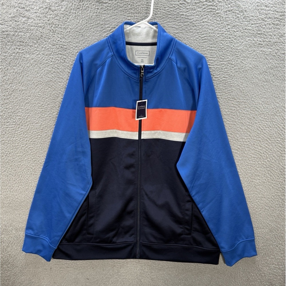 Club Room Track Jacket Adult 2XL XXL Blue‎ Performance Stretch Old Money NEW